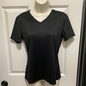 Reel Legends Ladies Black V-neck Short Sleeve Top